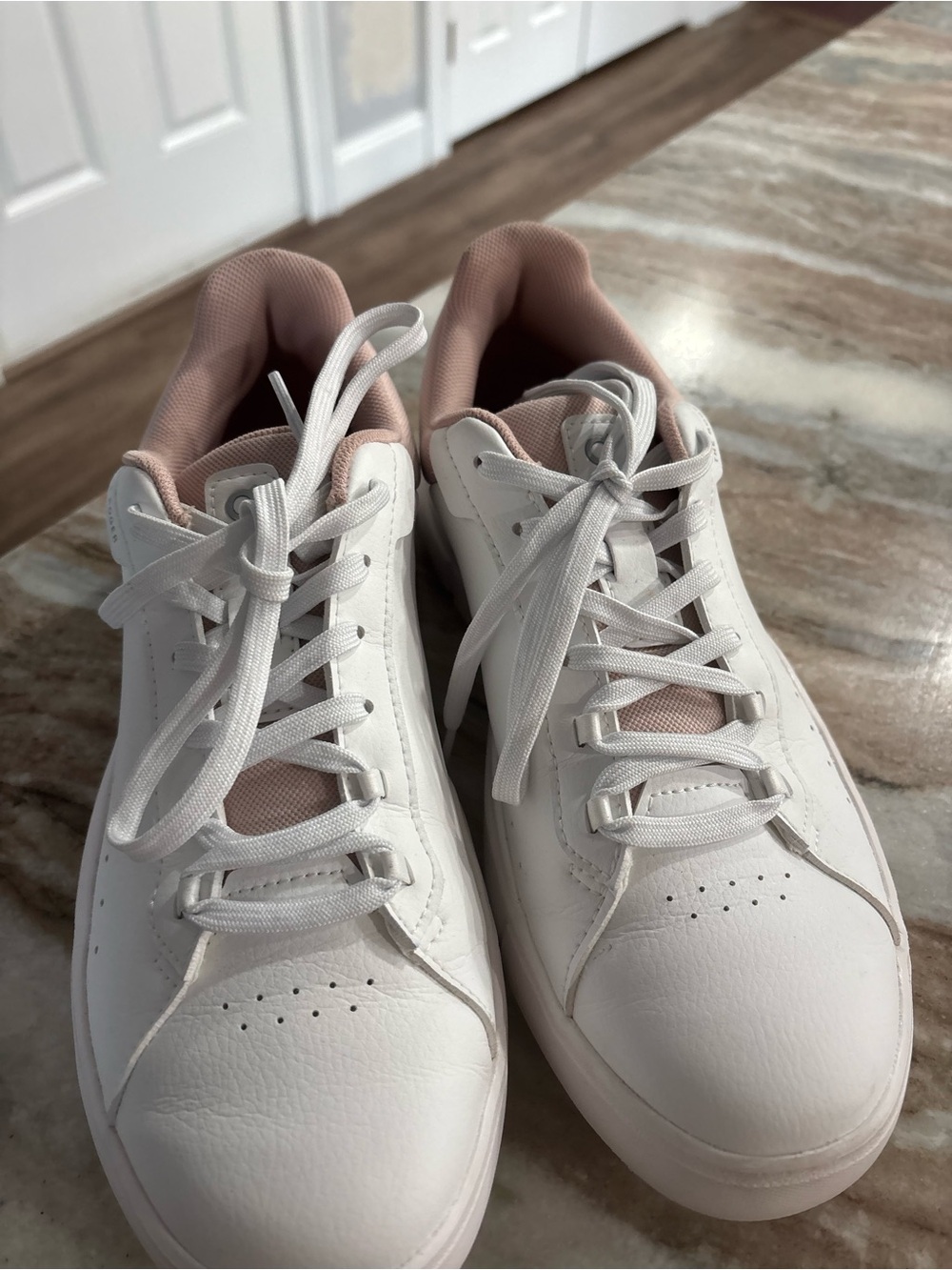 Classic White Low-Top Sneakers with Blush Interior